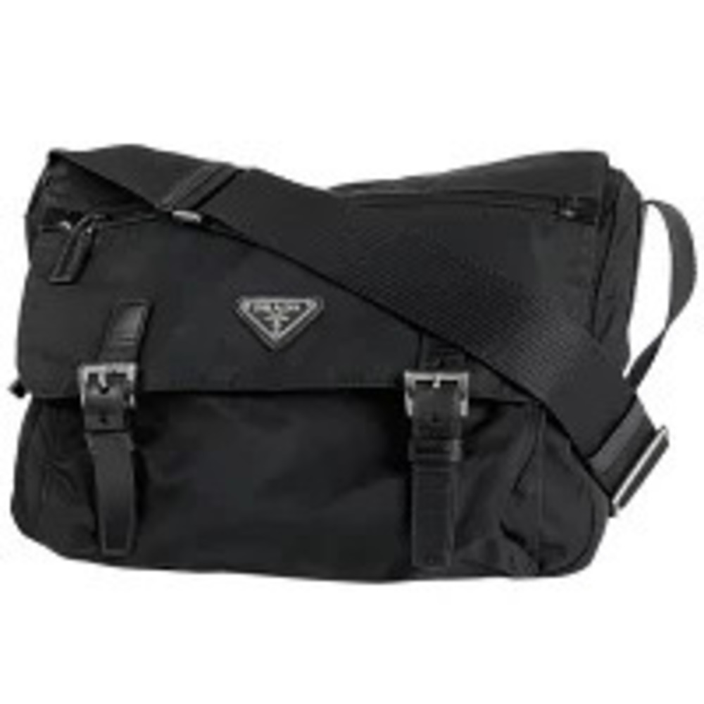 Prada Plate Shoulder Bag Messenger Nero Black